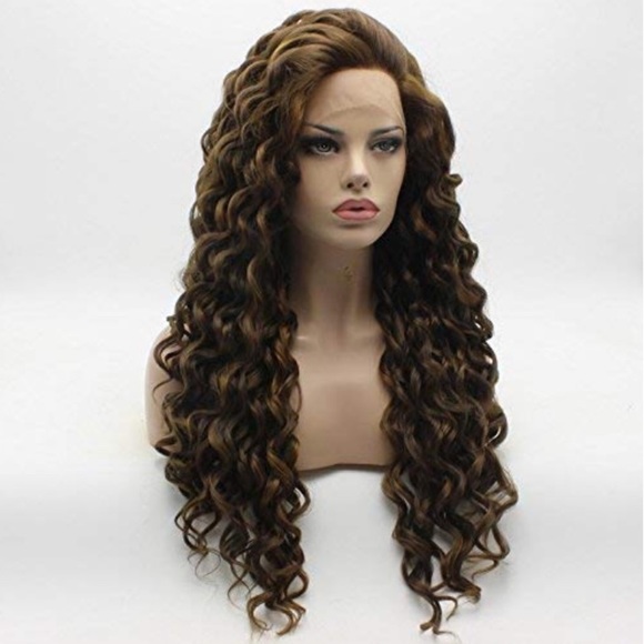 ?ALESSANDRA 26” BROWN KINKY CURLY LACE FRONT WIG main image 6